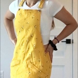 Cute Yellow Flowered Overall Dress!